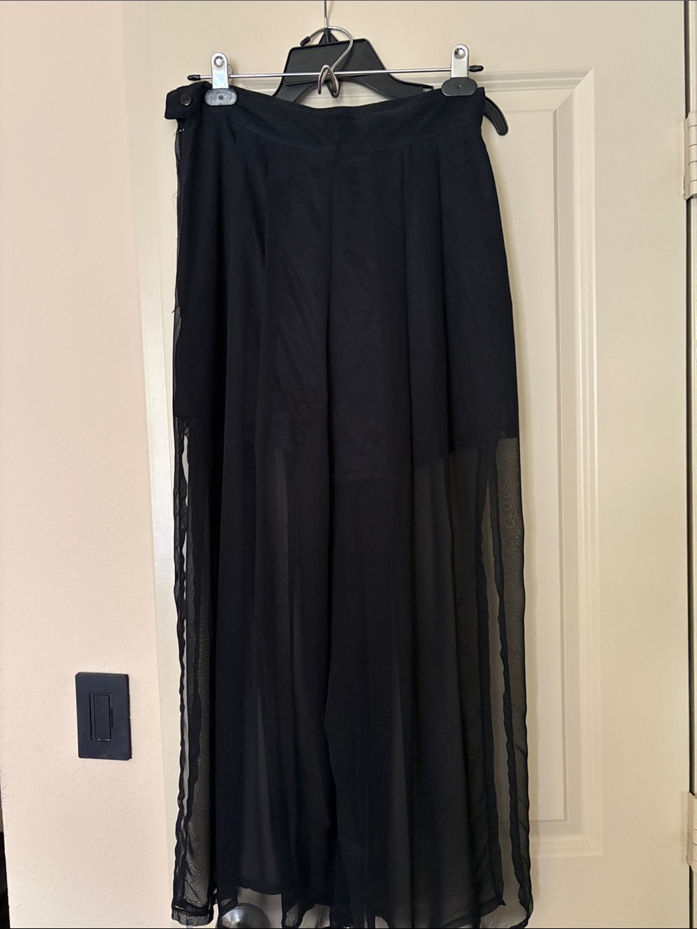 Women’s Black Sheer Overlay Maxi Skirt